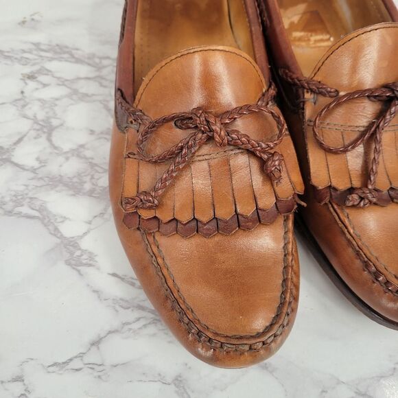 Allen Edmonds Woodstock Light Brown Loafers Boat Shoes Kiltie Fringe Fisherman main image 10
